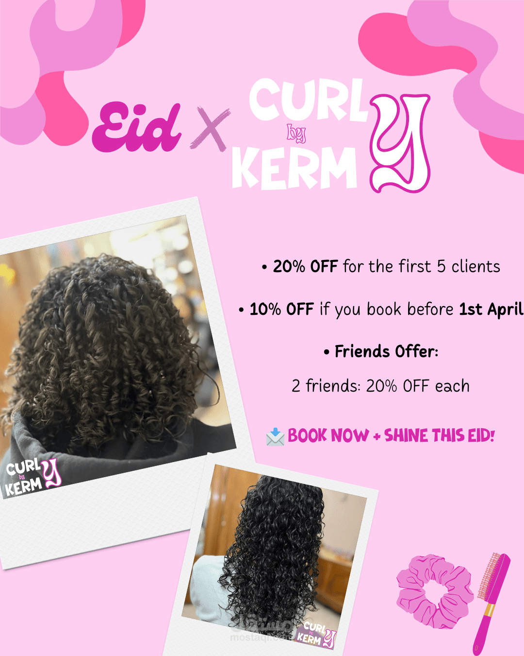 تصميم بوستات وعروض صالون كيرلي – خصومات العيد