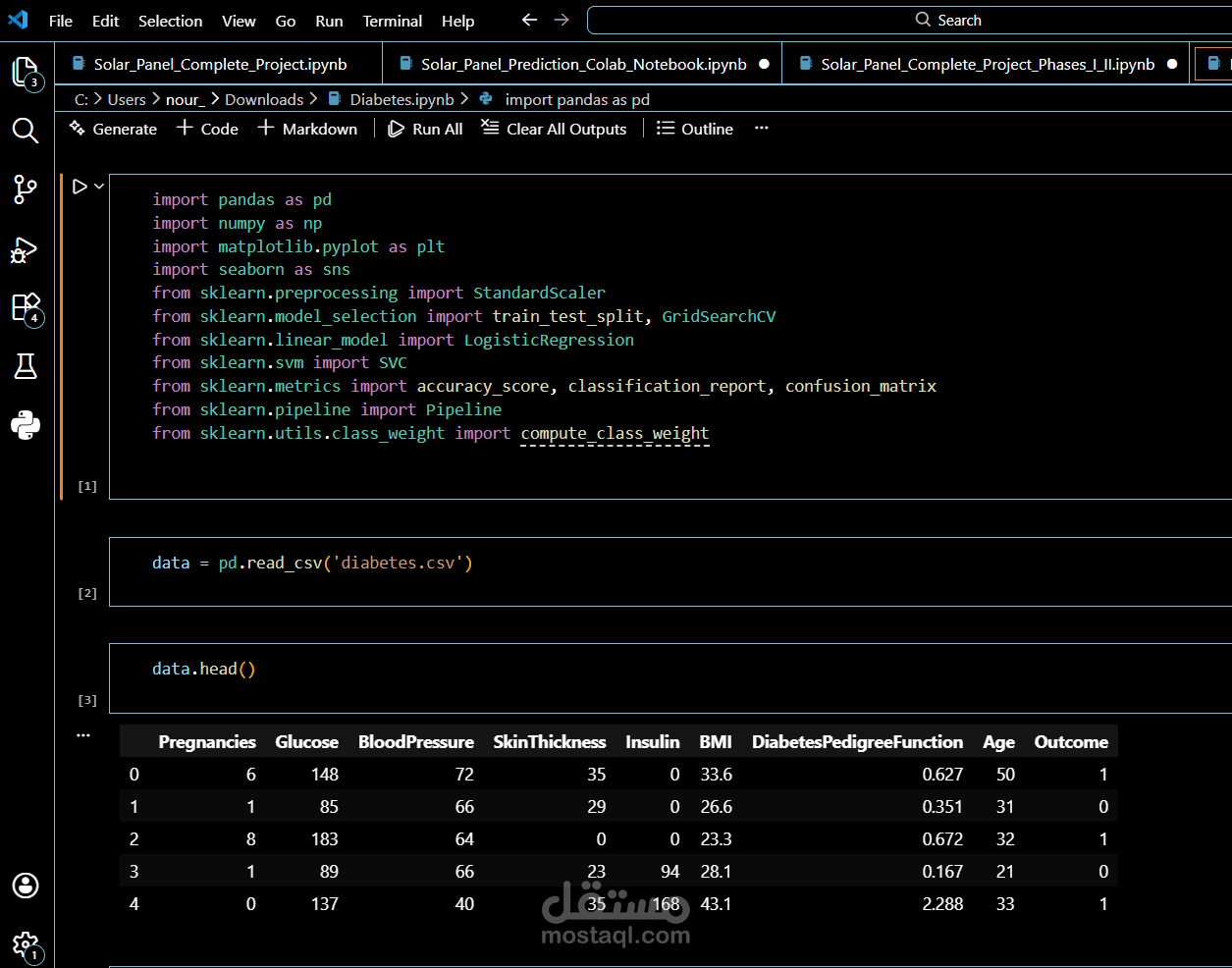 نموذج تنبؤ بمرض السكري
