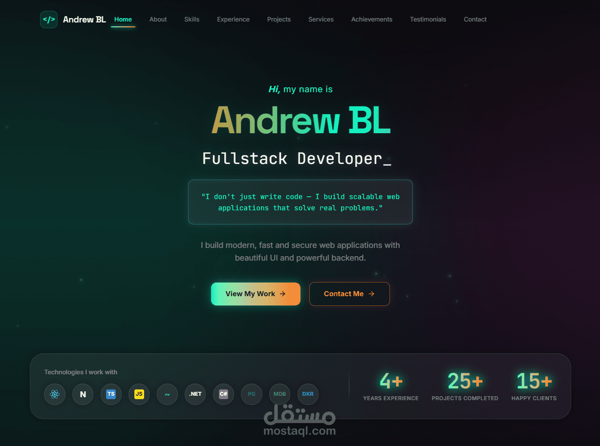 تطوير Portfolio متكامل باستخدام Next.js وReact بتصميم عصري