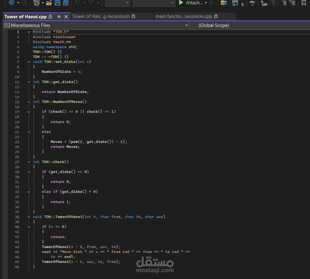 Tower Of Hanoi using recursion