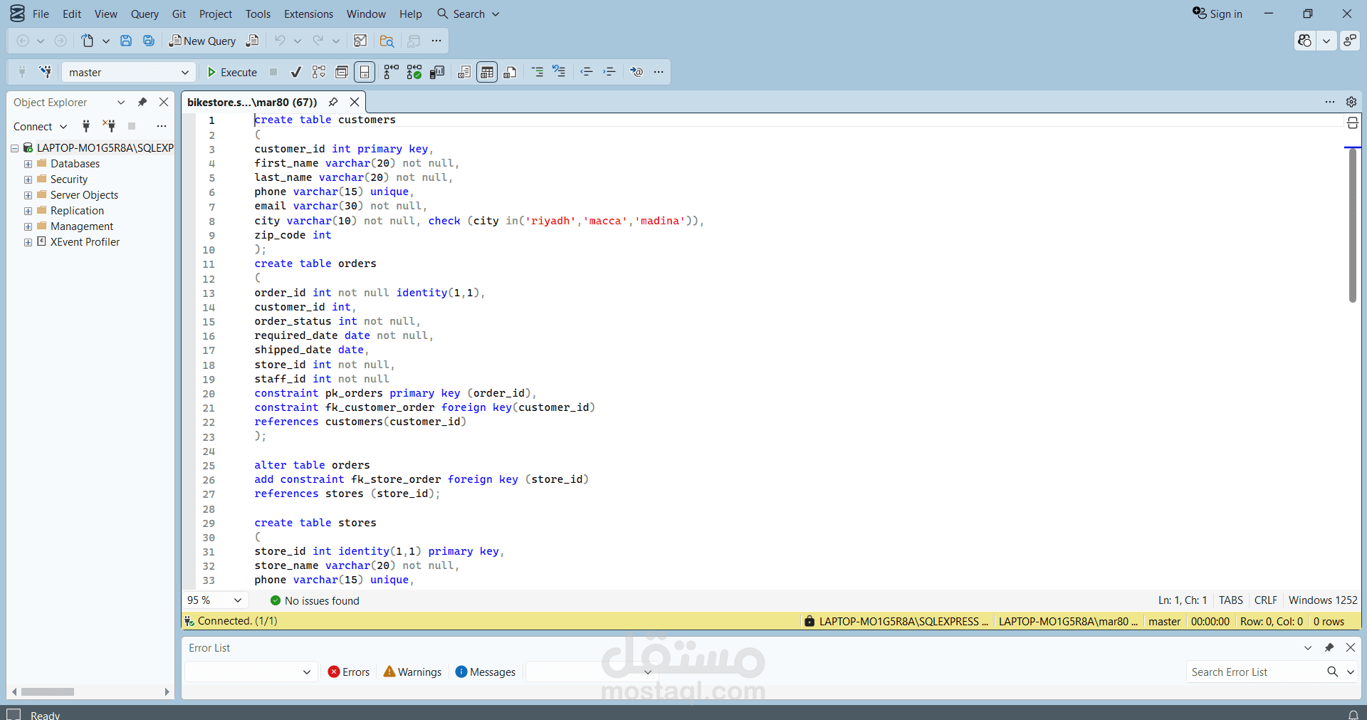 Analysis and Creation of a Bike Store Database with Relationship Fix