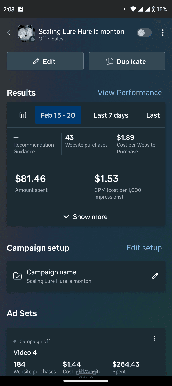 Optimization campaign results lowering CPA