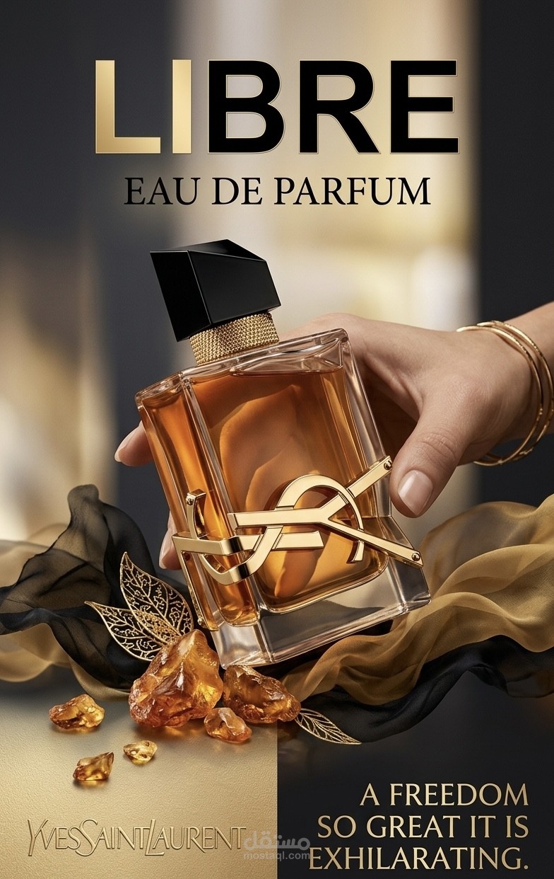 تصميم إعلان تجاري إبداعي لعطر "YSL Libre"