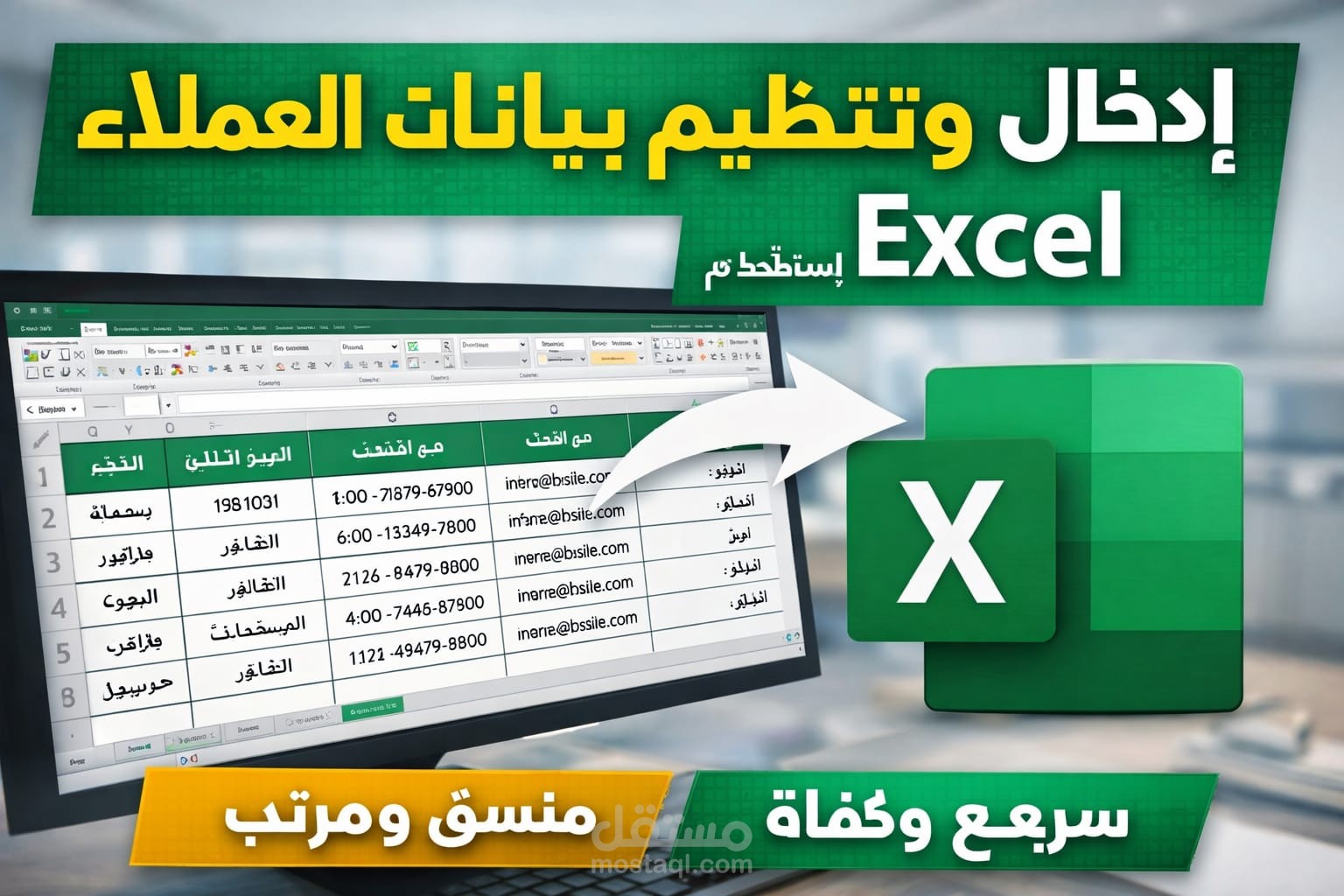 ادخال و تنظيم بيانات العملاء باستخدامexcel