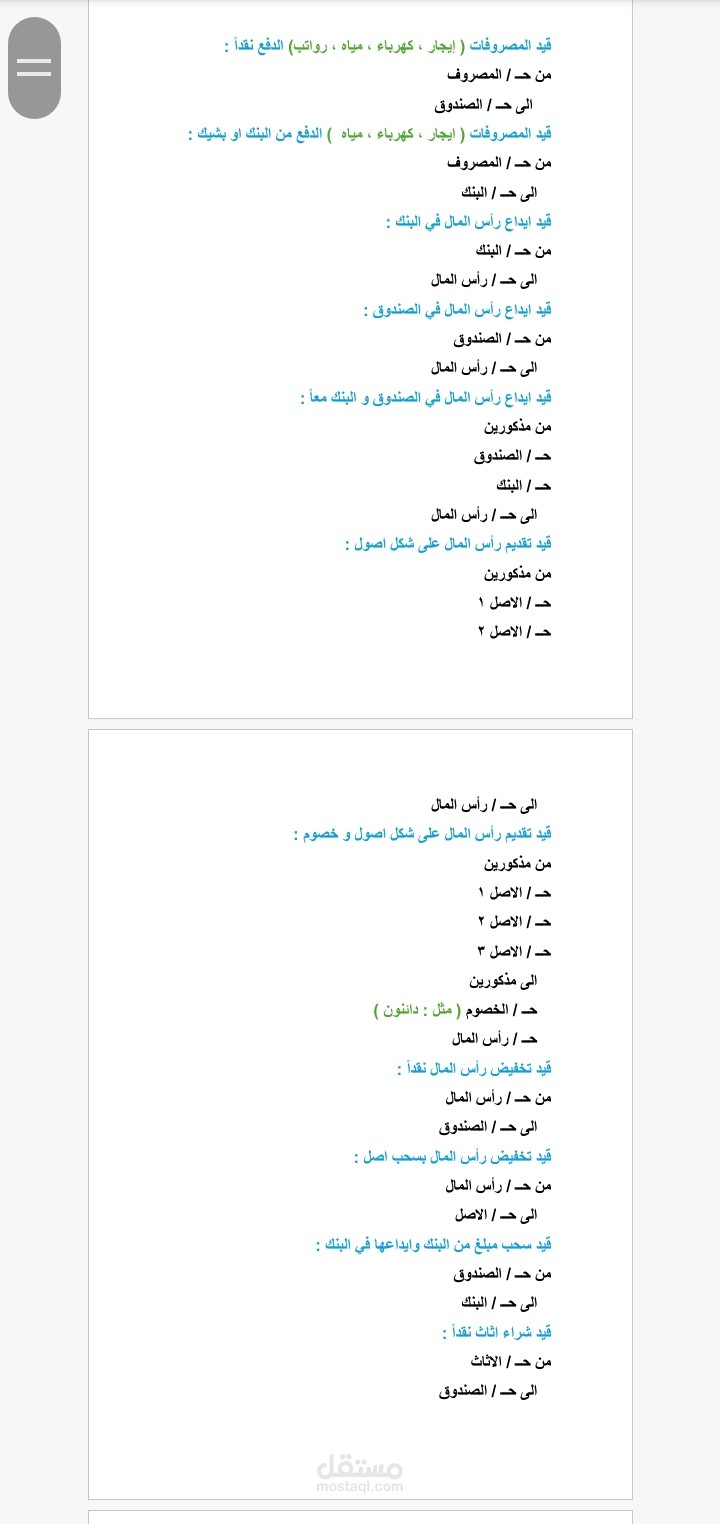 دليل القيود المحاسبية الأساسية للعمليات المالية