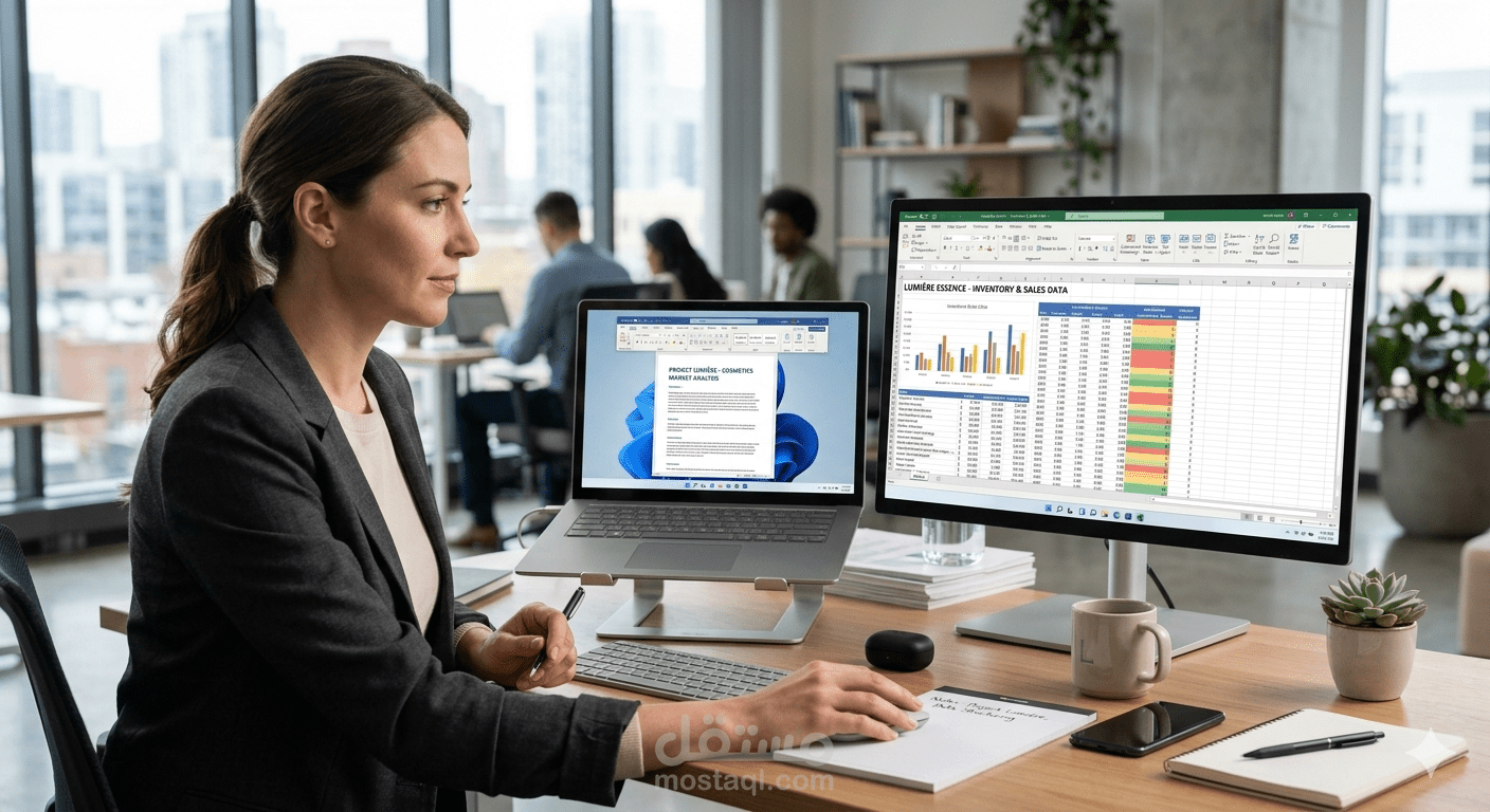 بناء نظام إداري وهيكلة بيانات لمعمل مستحضرات تجميل (باستخدام Microsoft Office)