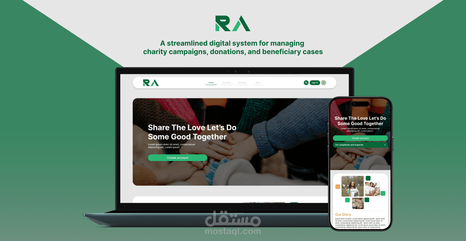 تصميم UI/UX لموقع إلكتروني لإدارة وتنظيم أعمال الجمعيات الخيرية – RAA