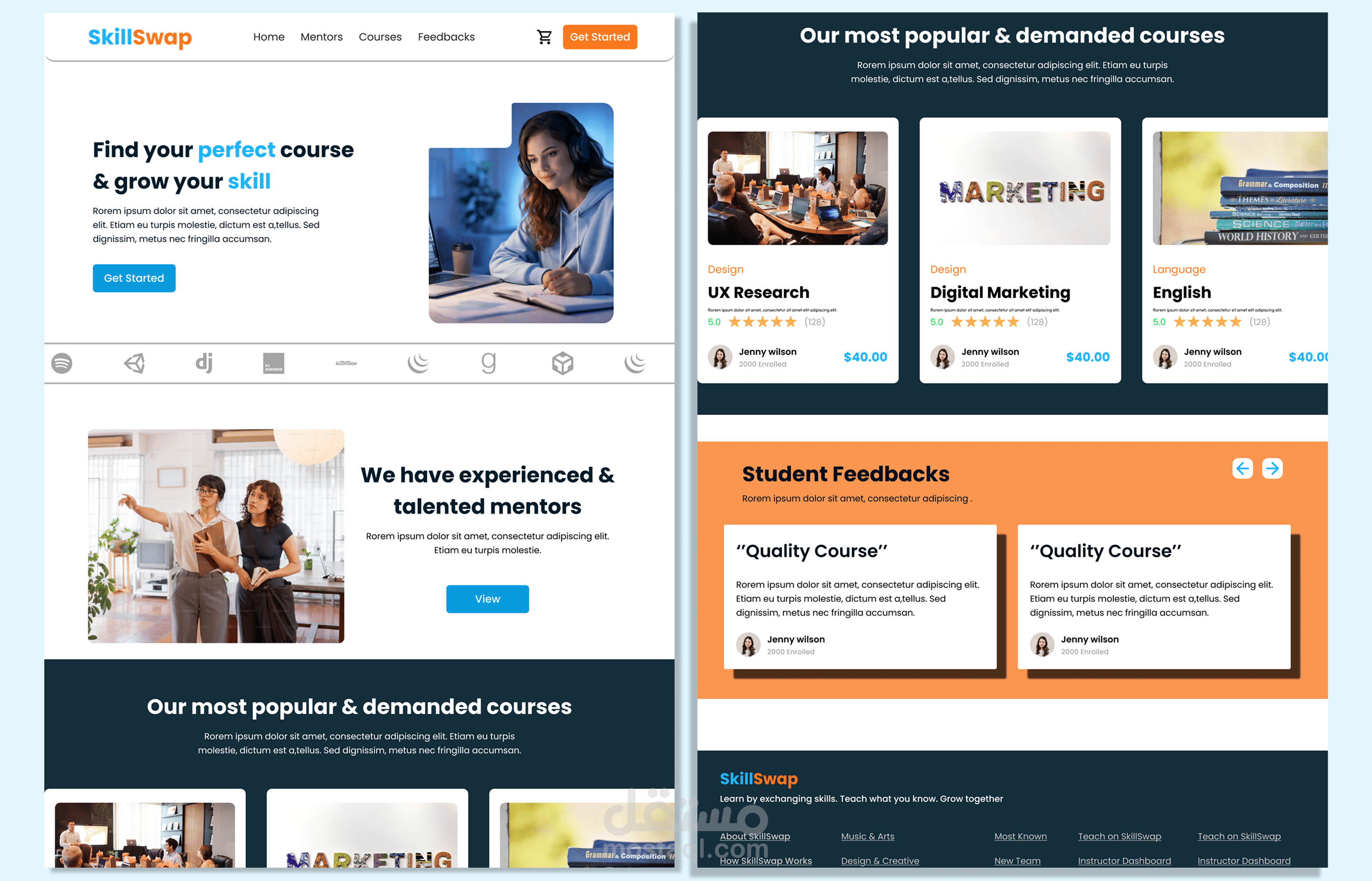 تصميم UI/UX لمنصة تبادل المهارات SkillSwap – منصة لتعلم ومشاركة المهارات