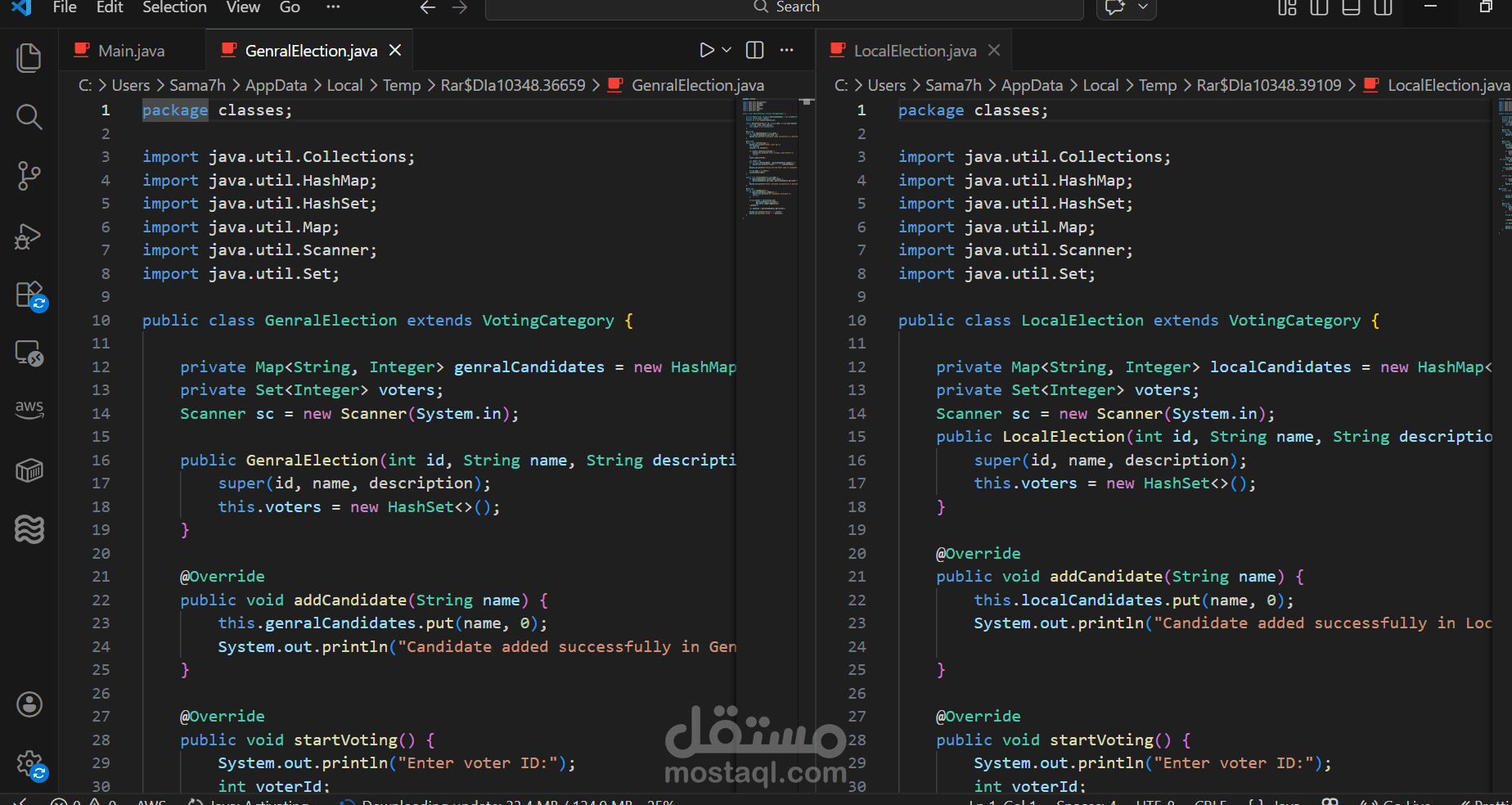 تطبيق محاكاة نظام انتخابات باستخدام java