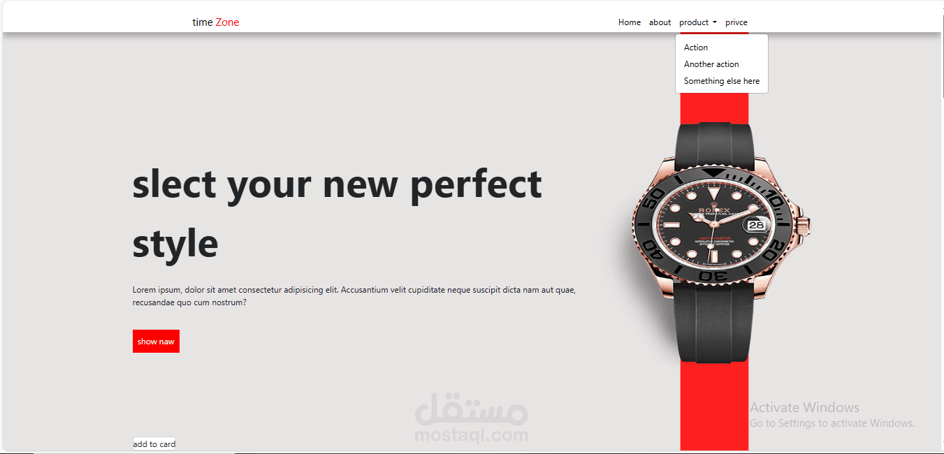 تصميم واجهة موقع متجر ساعات متجاوب باستخدام HTML وCSS وBootstrap