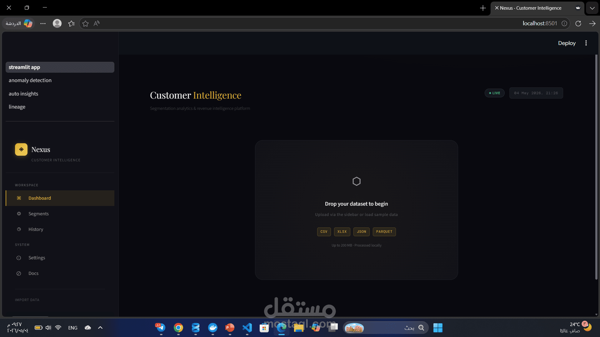 تحليل العملاء واكتشاف الشذوذ مع تقارير PDF و PowerPoint – نظام Batch وـ Docker"