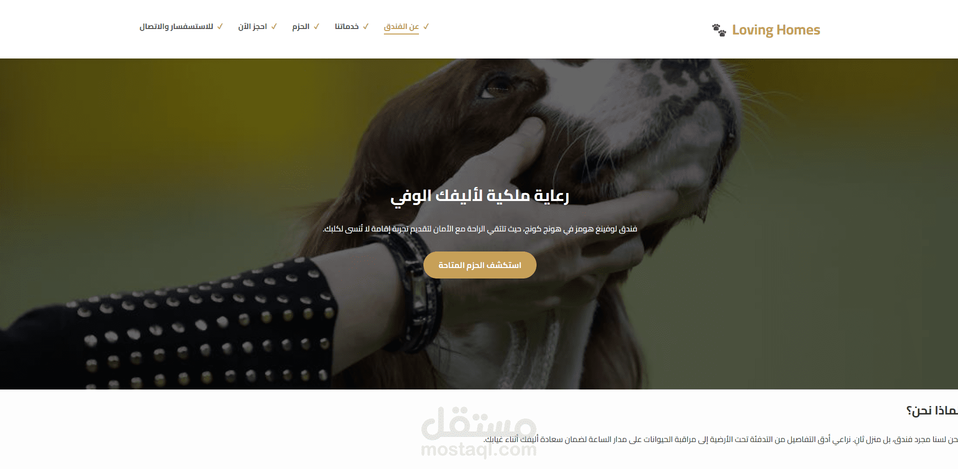 تصميم وتطوير موقع "Loving Homes" المتكامل لخدمات رعاية الحيوانات الأليفة