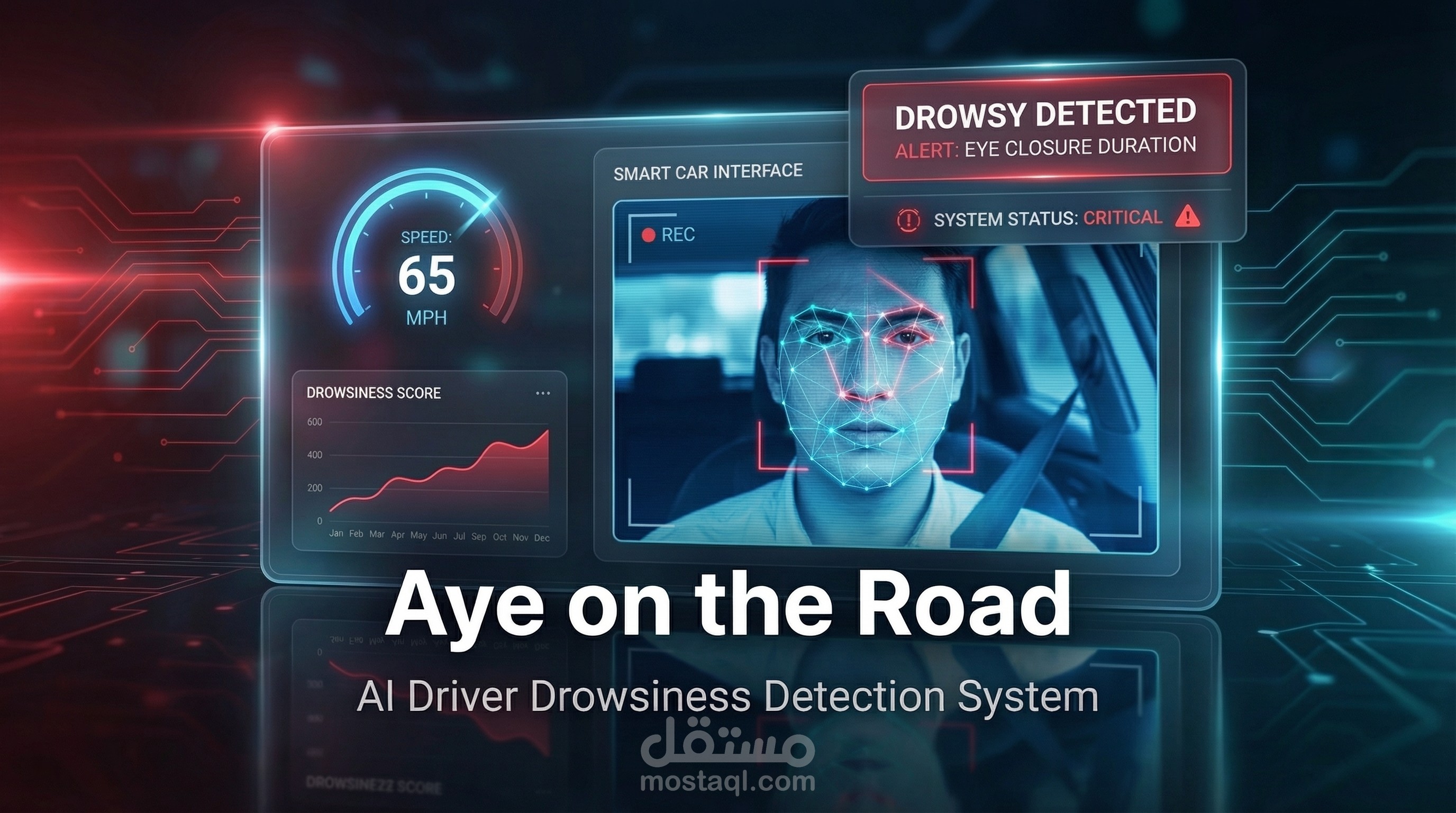 نظام ذكي لاكتشاف نعاس السائق باستخدام الذكاء الاصطناعي والرؤية الحاسوبية