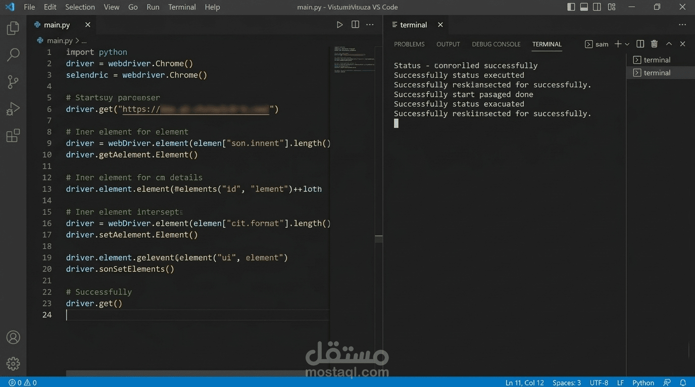 سكربت أتمتة اختبارات المتصفح باستخدام Selenium و Python.