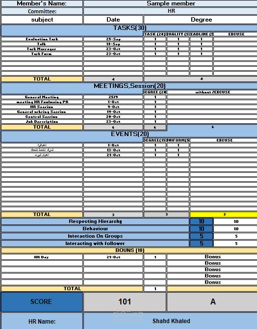 excel sheet