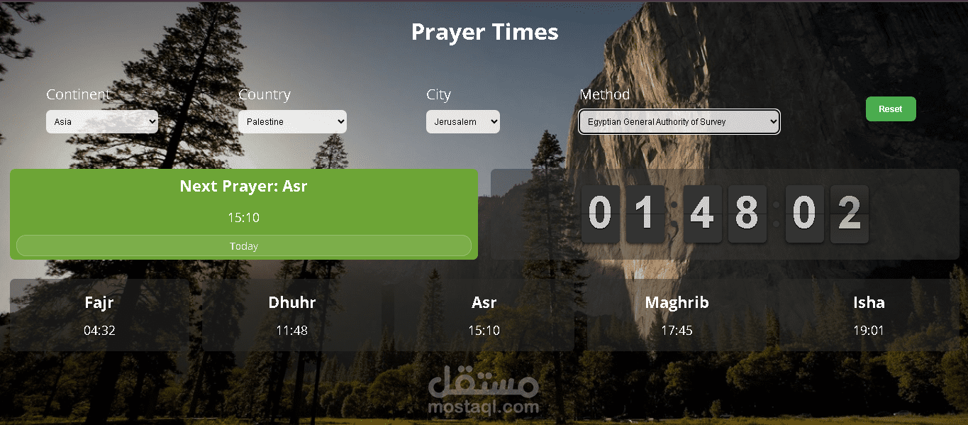 Prayer Times Web App