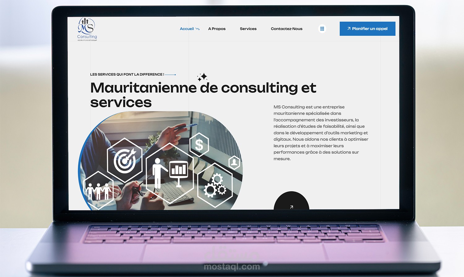 تصميم وتطوير موقع وكالة استشارات وخدمات أعمال