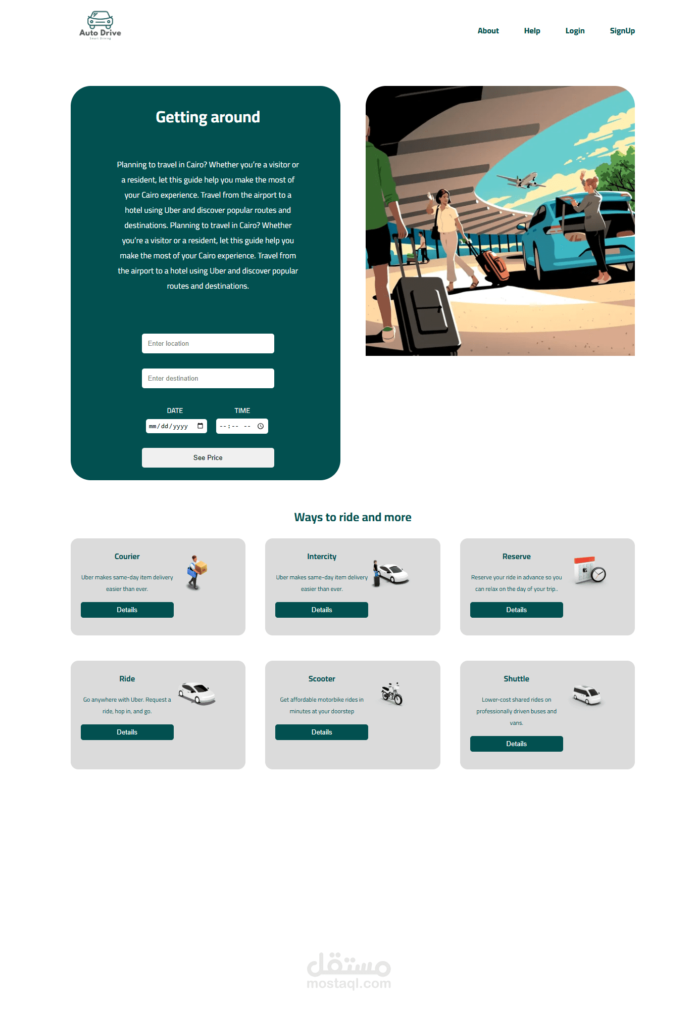Auto Drive – تطبيق ويب لحجز الرحلات