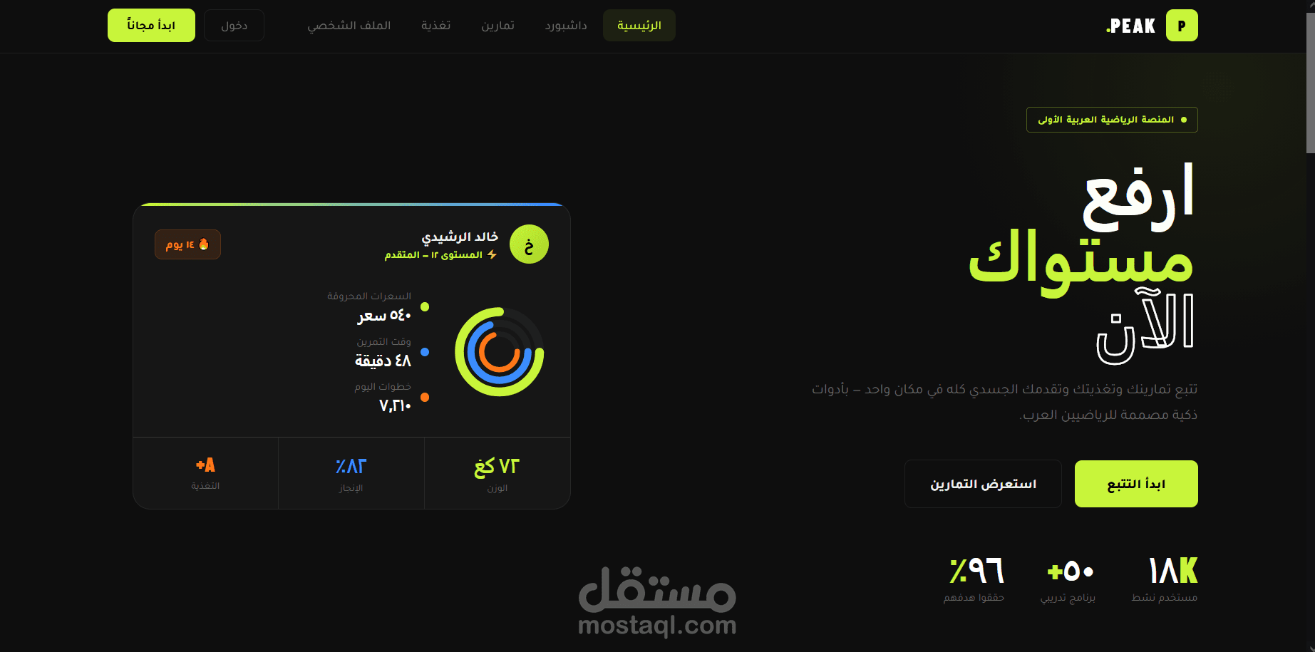 PEAK – منصة تتبع اللياقة البدنية