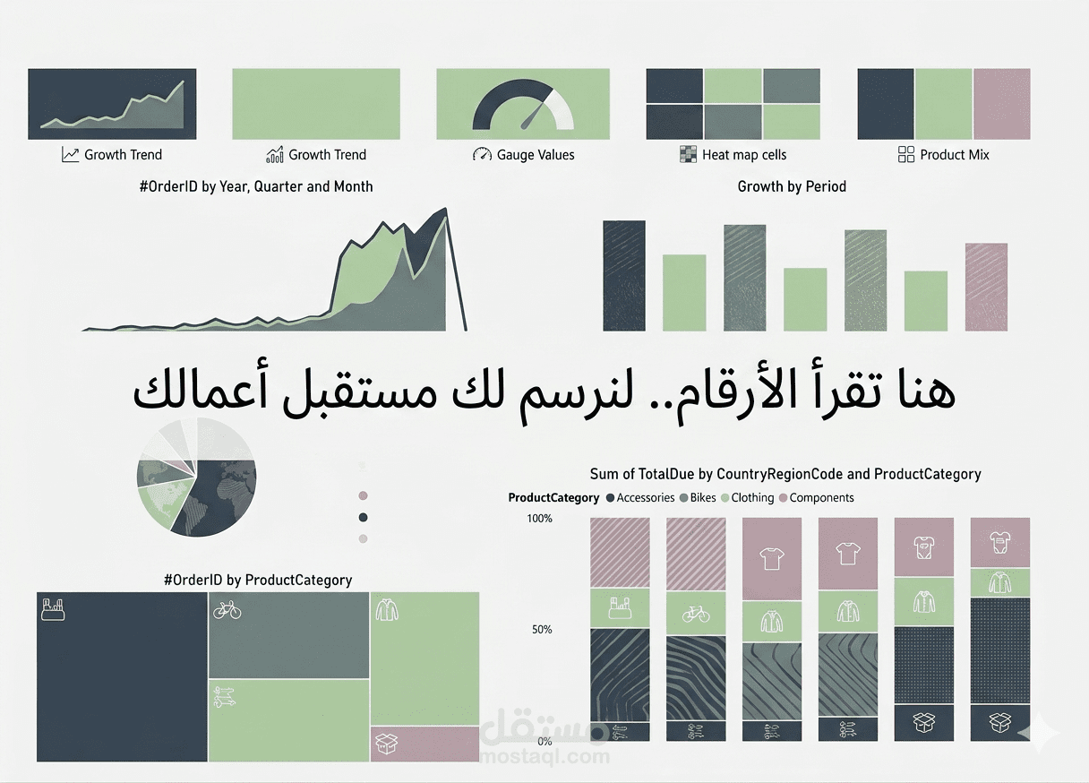 تحليل بيانات المبيعات وتصميم لوحة تحكم تفاعلية Power BI