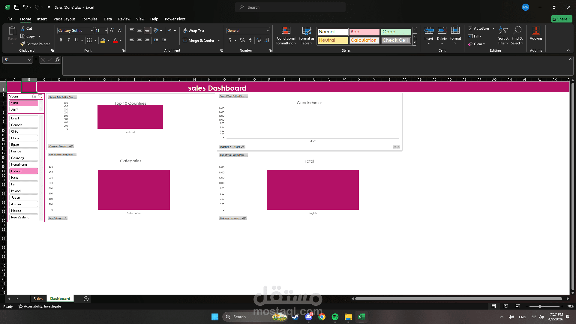 Excel Dashboards