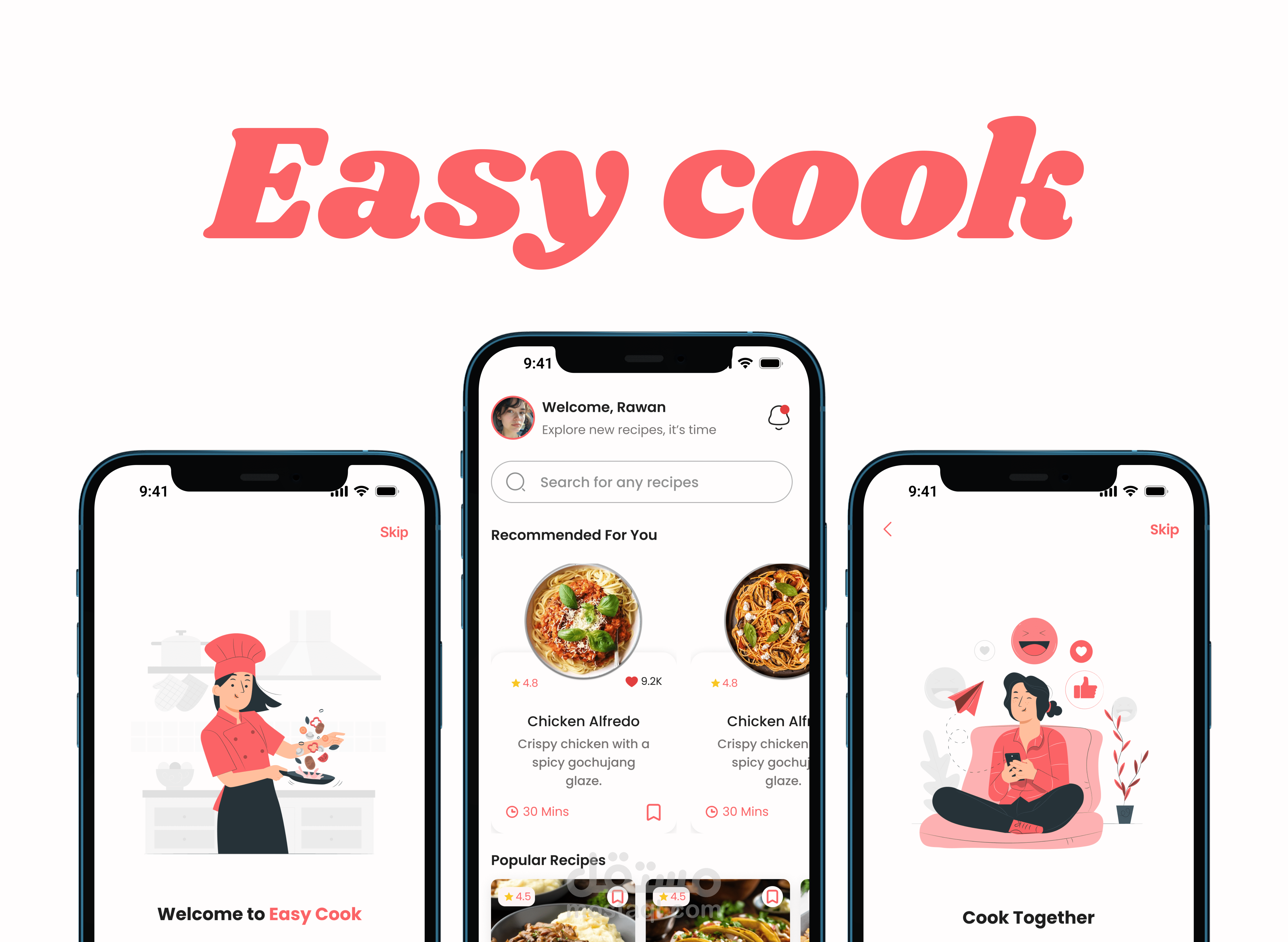تطبيق موبايل لتصفح ومشاركة وصفات الطبخ (Easy Cook)