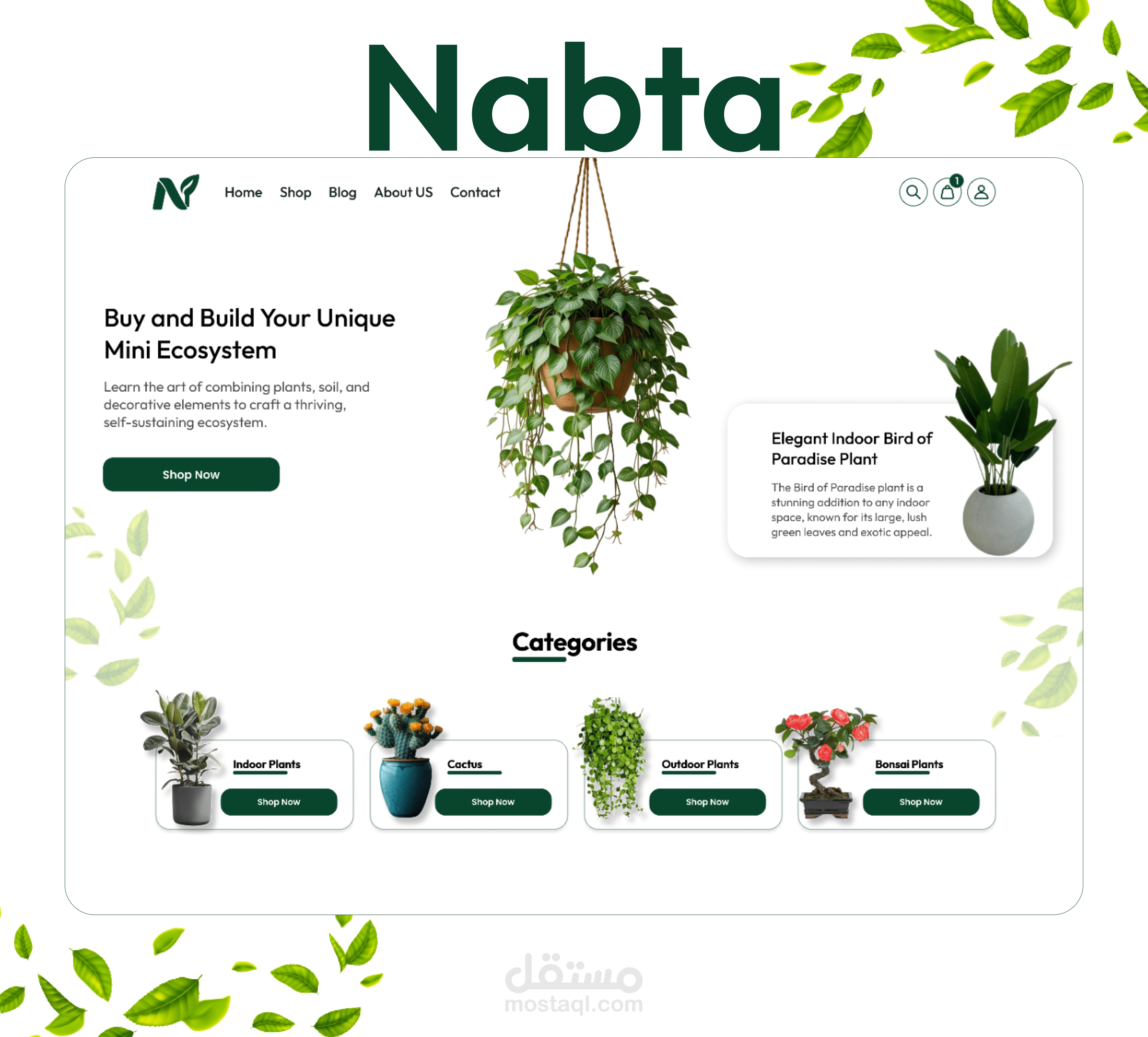 تصميم وتطوير موقع ويب لبيع النباتات والبذور مع دليل العناية  “نبته”