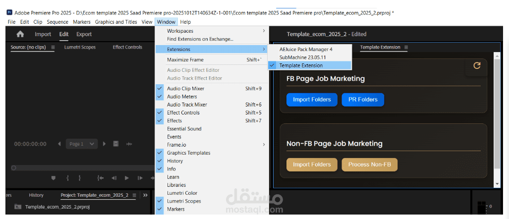 Adobe Premiere Pro Automation Extension for Template Rendering