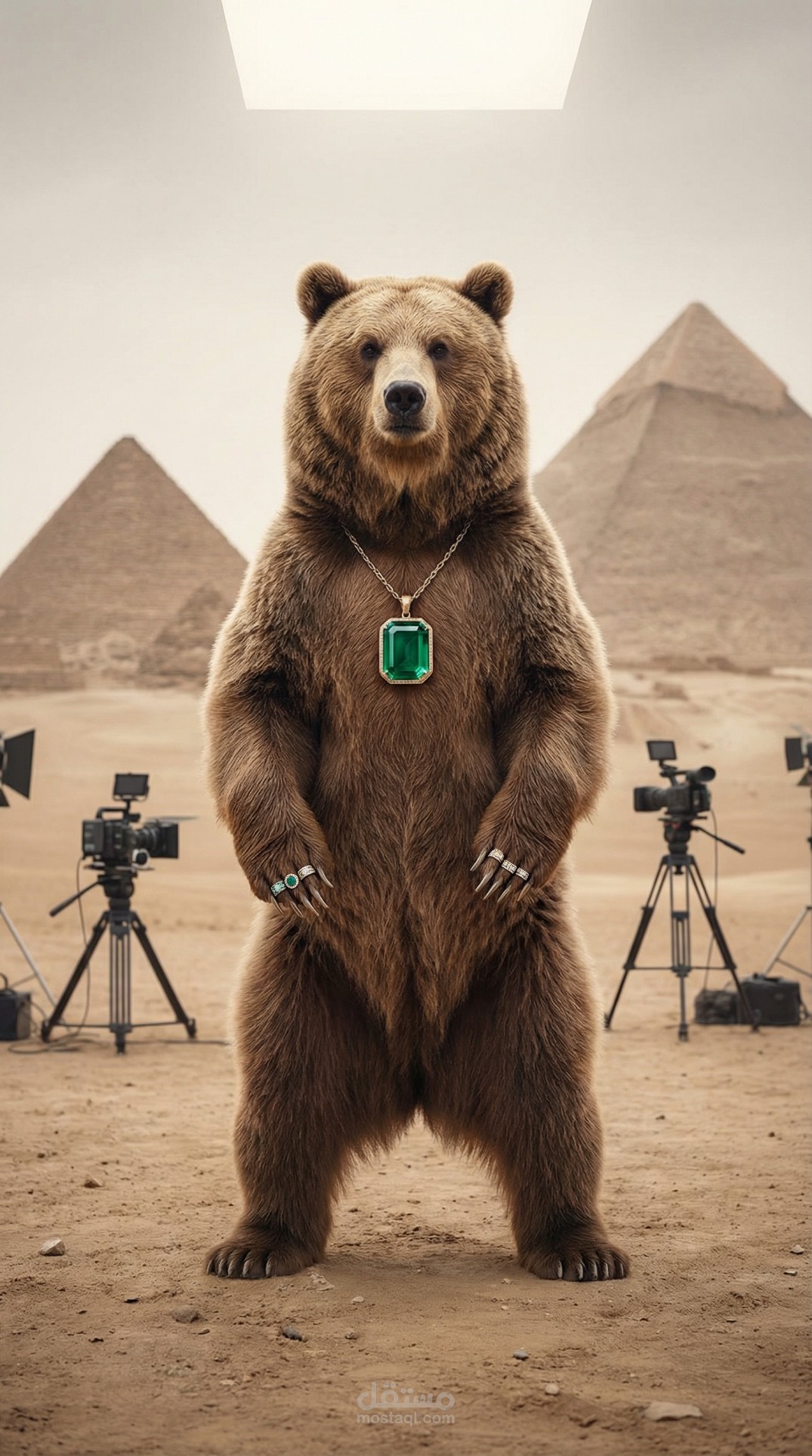 الدب الماسي أمام الأهرامات