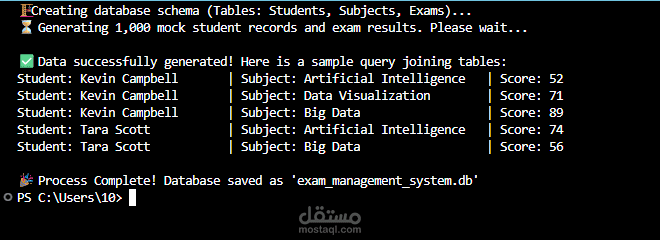 تصميم وتطوير قاعدة بيانات علائقية وتوليد بيانات للاختبار | SQL & Python