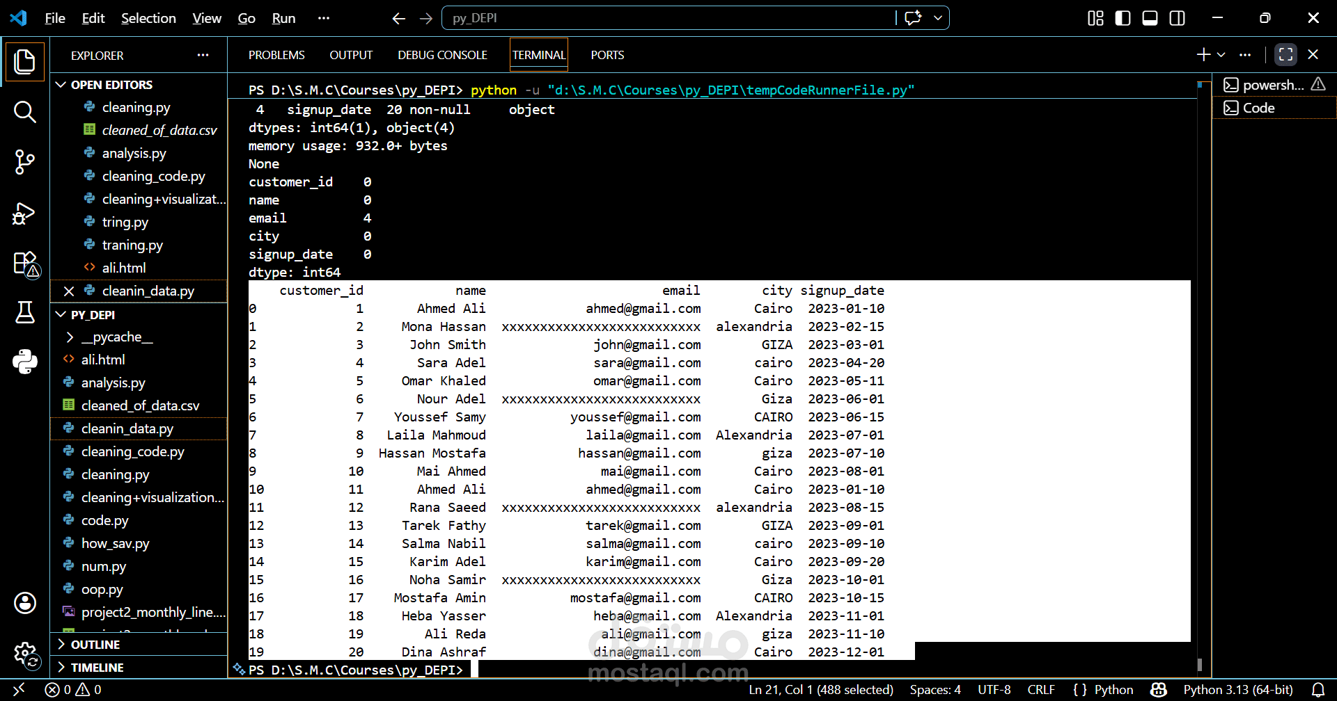 cleaning of data