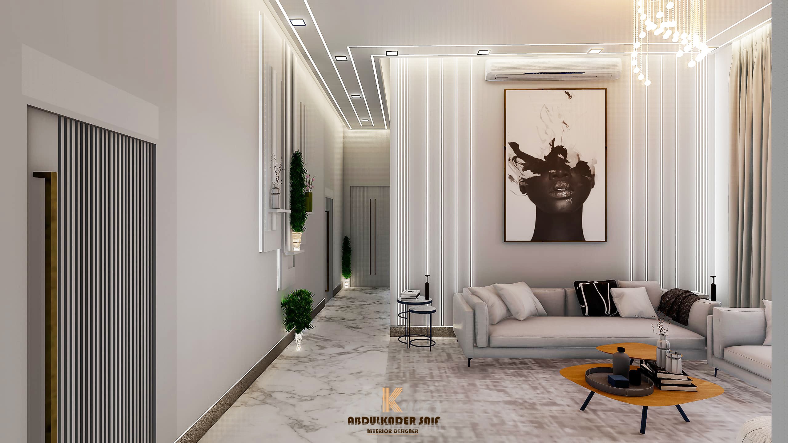 تصميم صالة معيشة - بالطراز العصري البسيط