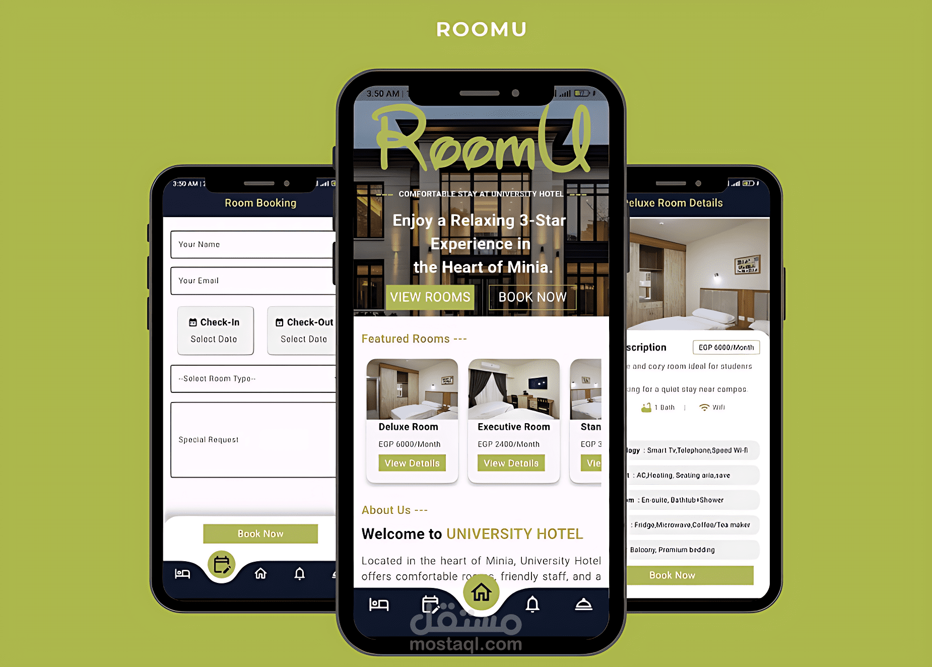 RoomU Booking App (تطبيق RoomU لحجز الفنادق والسكن الجامعي)