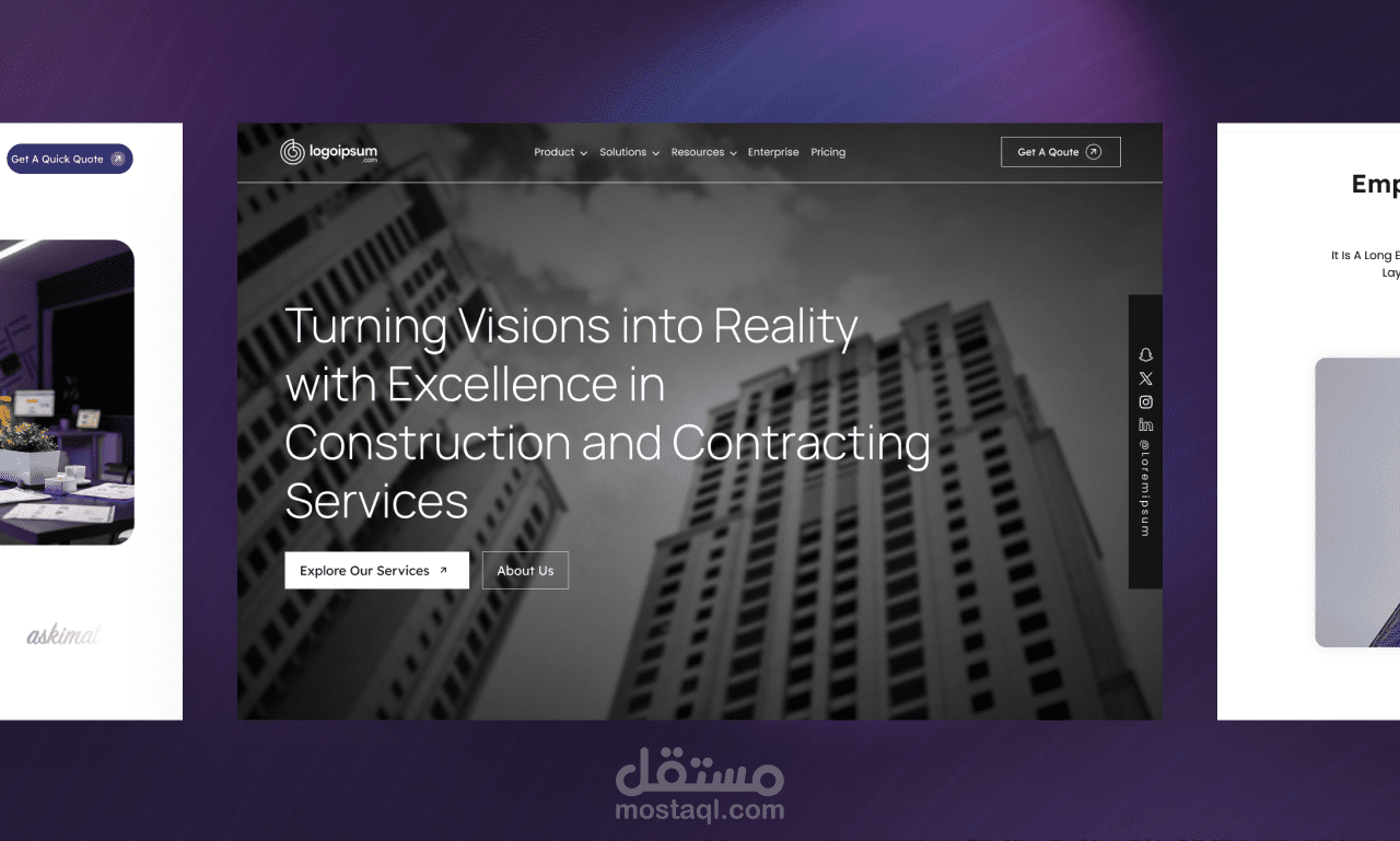 تصميم مواقع وصفحات هبوط UI/UX عصرية وجذابة