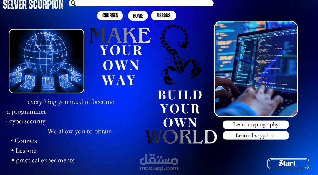 تصميم موقع ويب لتعليم البرمجة والسايبر سيكيوريتي