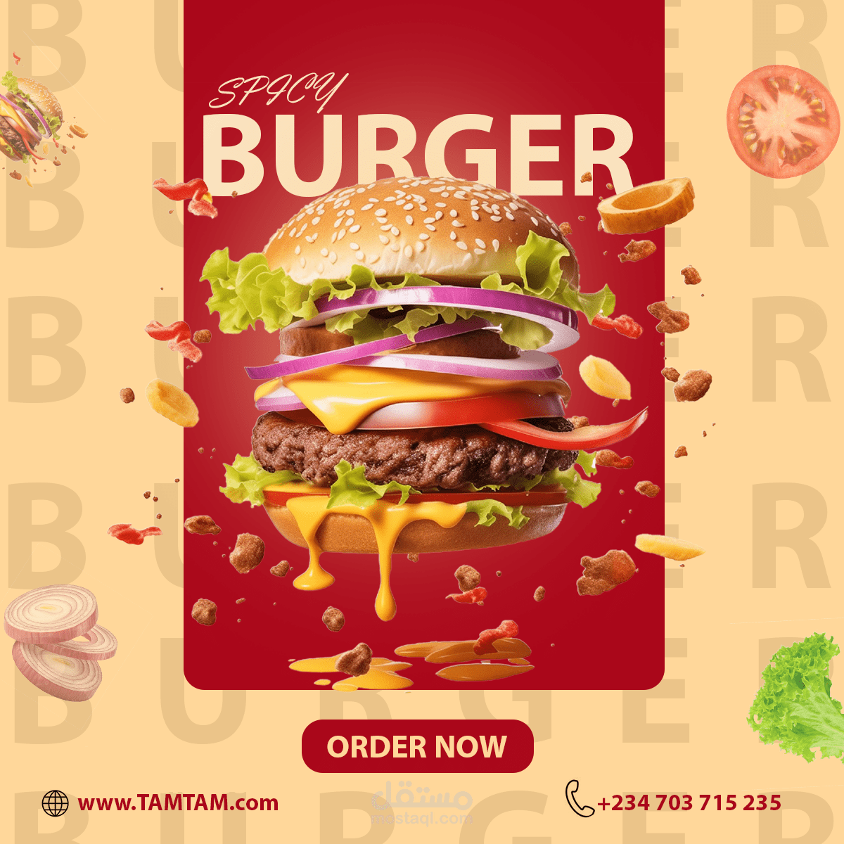 تصميم إعلان احترافي لمطعم برجر _Social Media food