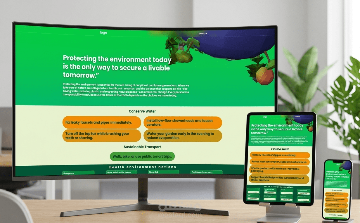 منصة بيئية تفاعلية بتقنية Three.js وNext.js | تجربة 3D غامرة