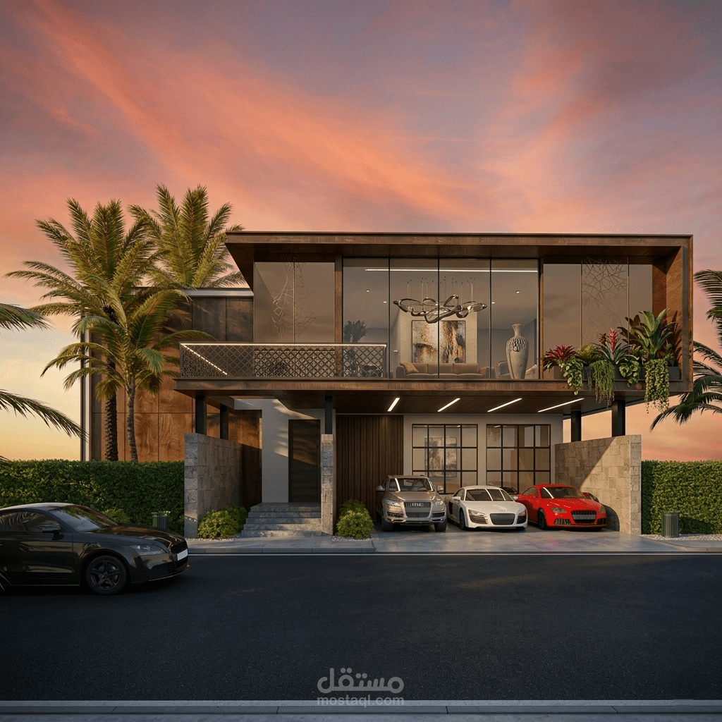 تصميم عصري لفيلا طابقين