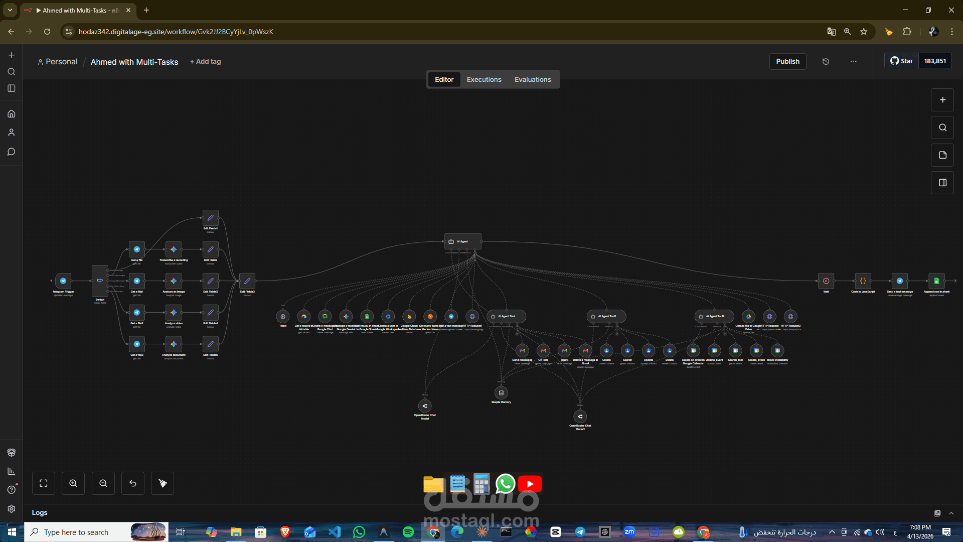 سأبني لك مساعد ذكاء اصطناعي شخصي على تيليجرام يدير بريدك وتقويمك وملفاتك