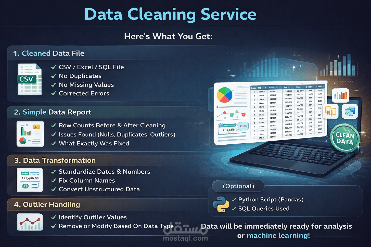 تنظيف وتجهيز البيانات (Data Cleaning & Preprocessing) باستخدام Excel وPython