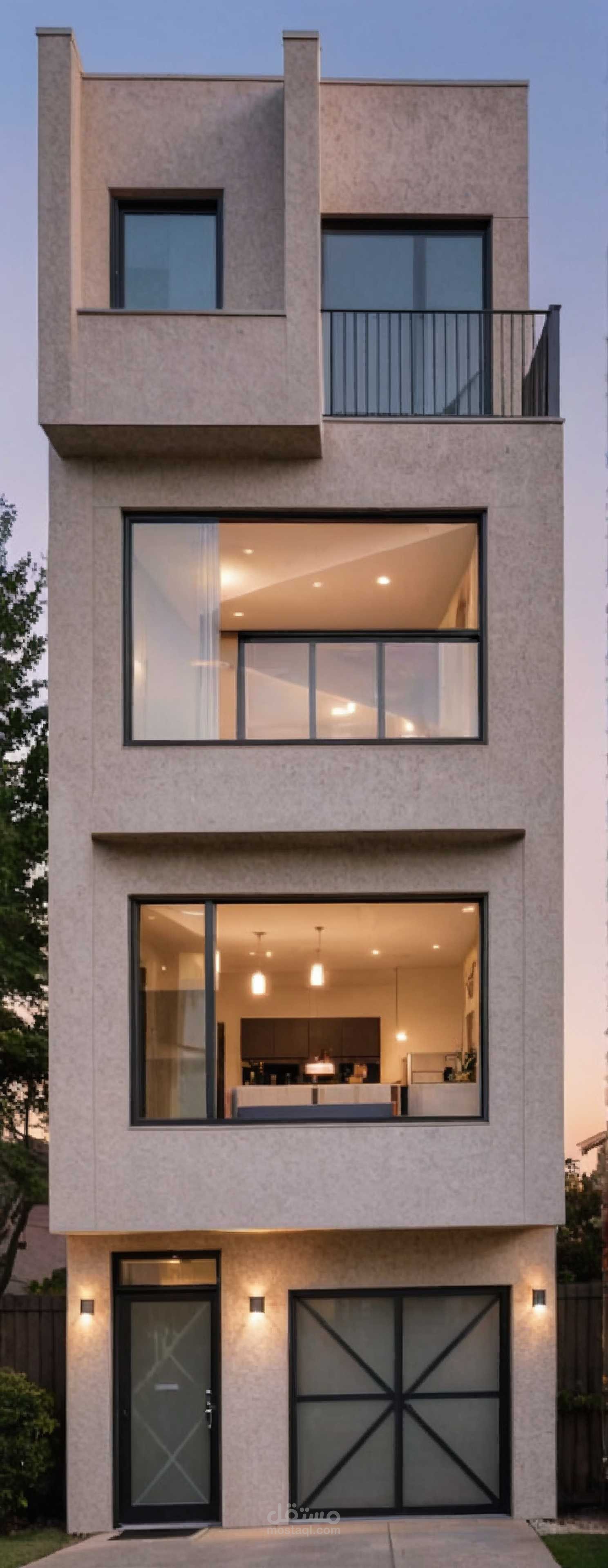 تصميم منزل فردي على قطعة أرض ضيقة