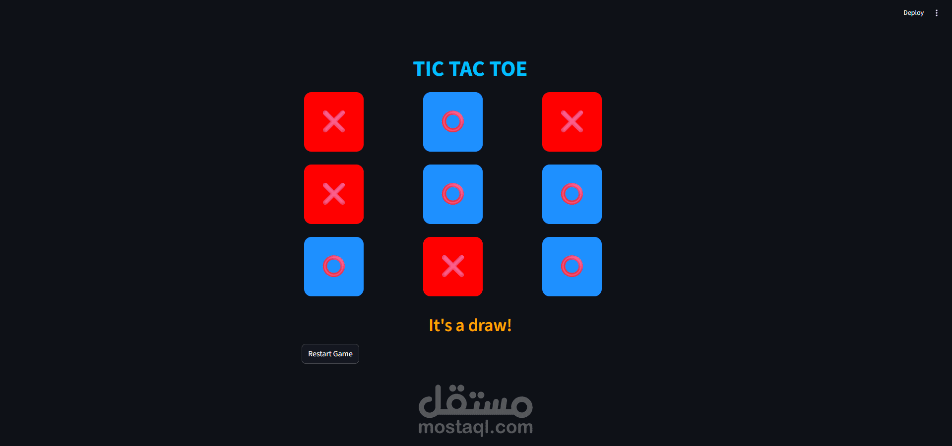 تطوير لعبة Tic Tac Toe بالذكاء الاصطناعي باستخدام Python و Streamlit