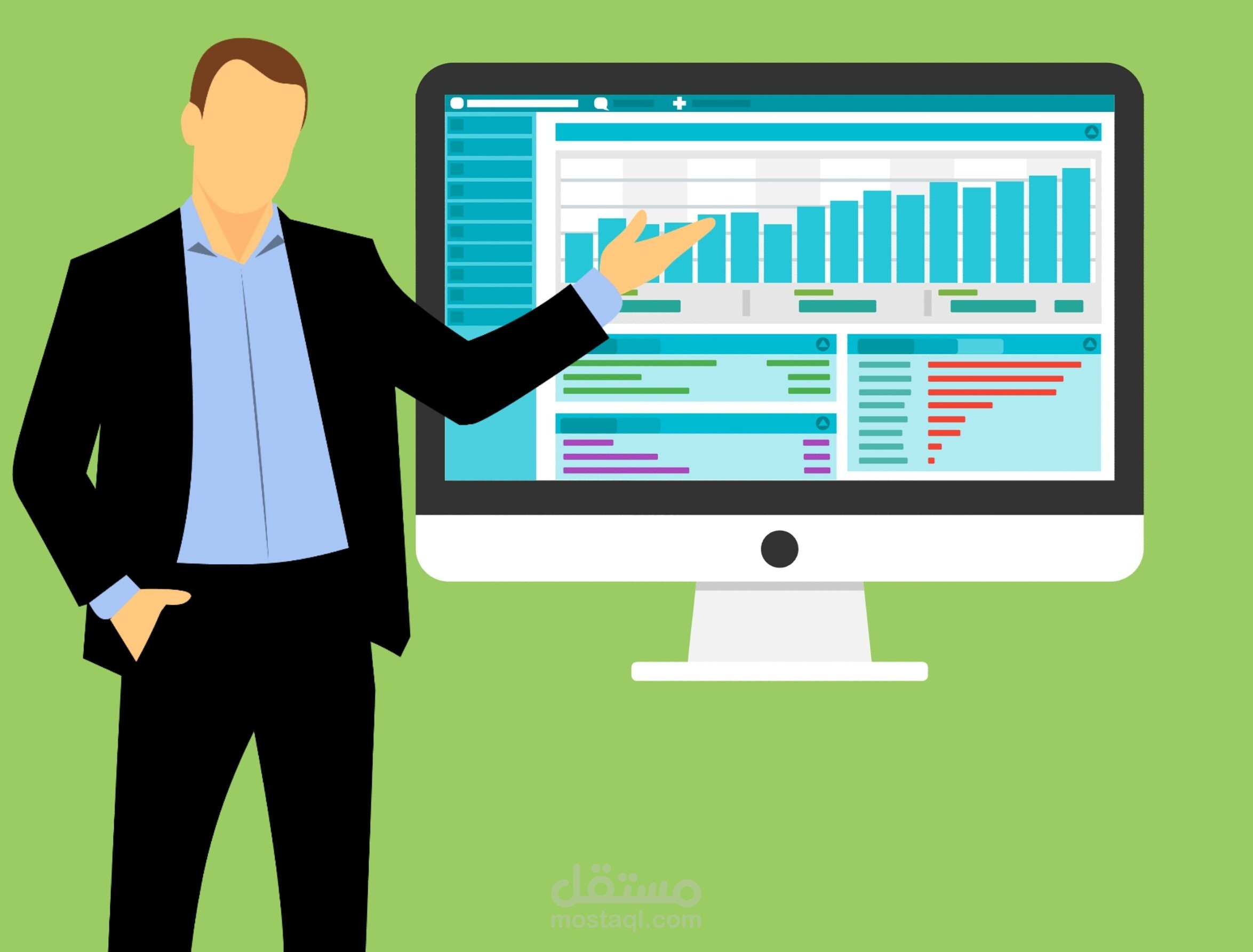 تصميم لوحة بيانات Dashboard متقدمة لتحليل أداء المتاجر الكبرى