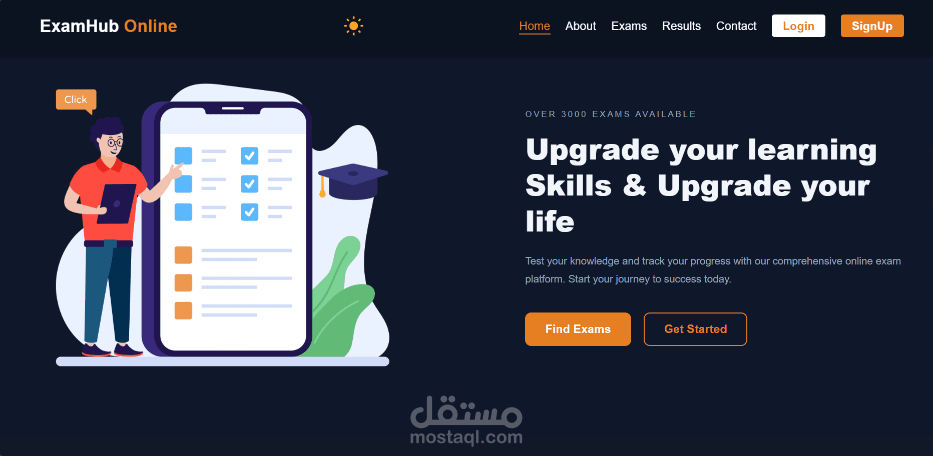 Exam Online – Landing Page لنظام اختبارات أونلاين