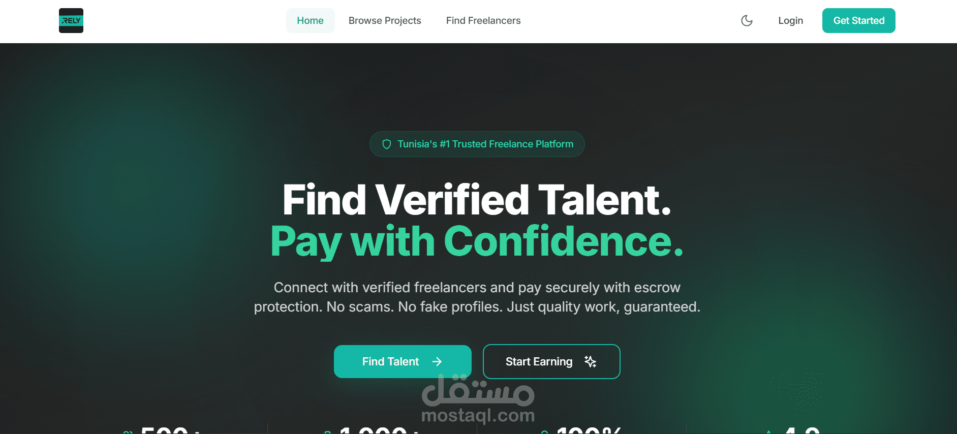 Rely — منصة عمل حر متكاملة للربط بين العملاء ومقدمي الخدمات