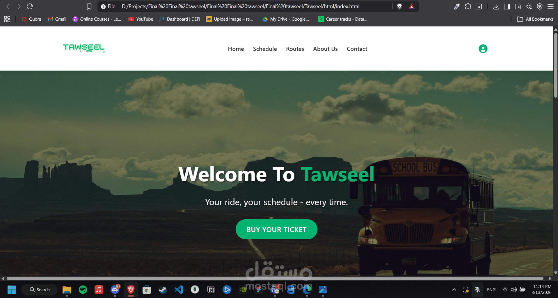 توصيل (TAWSEEL) – تطبيق ويب للنقل الجامعي | HTML, CSS, JavaScript، تطوير الويب