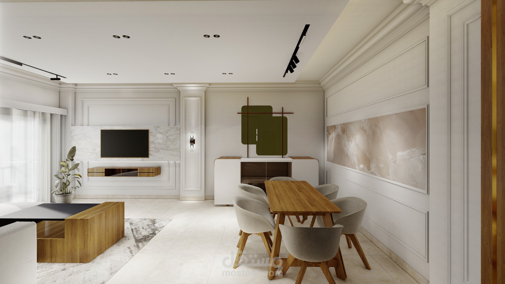 تصميم داخلي شقة بمدينة الشروق بالمخططات التنفيذيه للديكورات