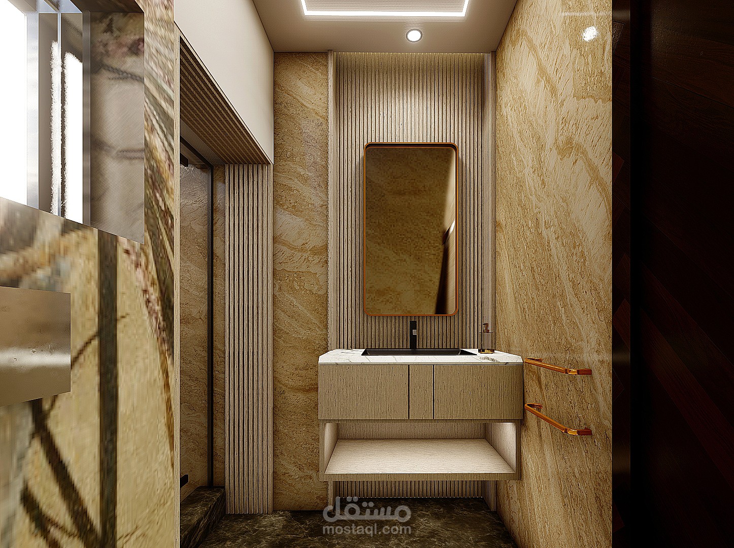 تصميم داخلي حمام بمشروع فيلا