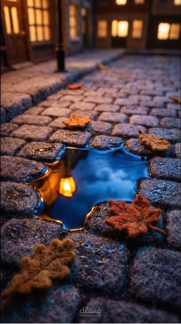 Rainy Night in a Tiny European Street ?️  Miniature Wool Felt Diorama