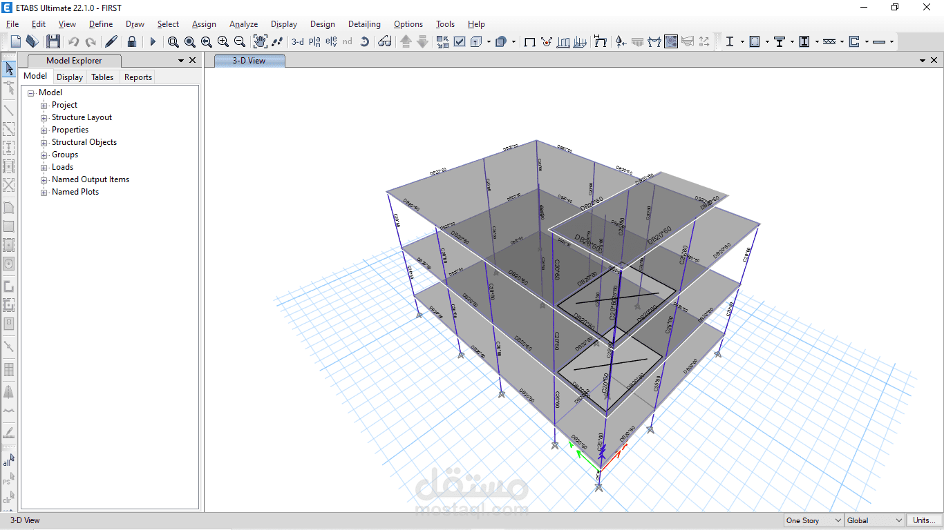 تصميم وتحليل إنشائي متكامل لفيلا سكنية بنظام Flat Slab